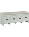 Acme Furniture Berci Bench W/storage In Beige Fabric & White