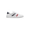 Moncler Monaco White Low Top Sneakers With Tricolor Stripes And Logo In Faux Leather Woman In Multicolour