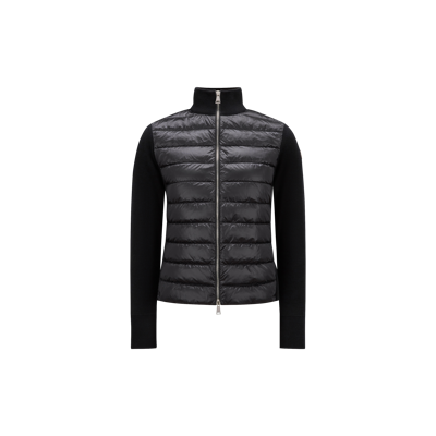Moncler Padded Wool Cardigan Black In Noir