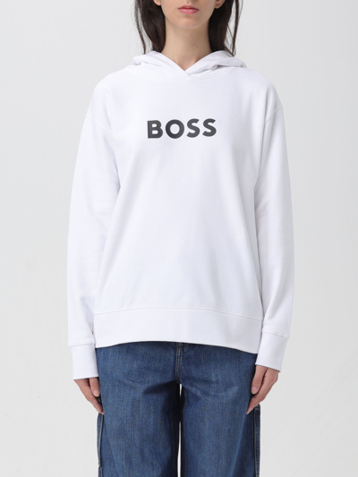 Hugo Boss Boss Woman Sweatshirt White Size M Cotton, Elastane