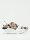 Burberry Beige And White Low Top Sneakers With Vintage Check Print And Rubber Sole In Canvas And Leather Man In Beige