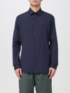 Burberry Logo-embroidered Long-sleeved Shirt In Blue