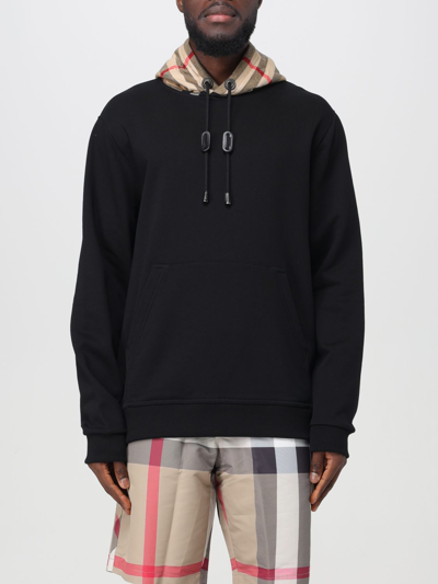 BURBERRY JERSEY HOODIE WITH CHECK HOOD,F10239002