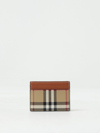 BURBERRY SANDON VINTAGE CHECK CREDIT CARD HOLDER IN COATED COTTON AND LEATHER,F10240022