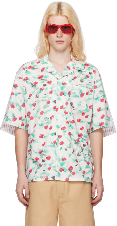 Marni Mix-print Panelled Shirt In Rew01 Lily White