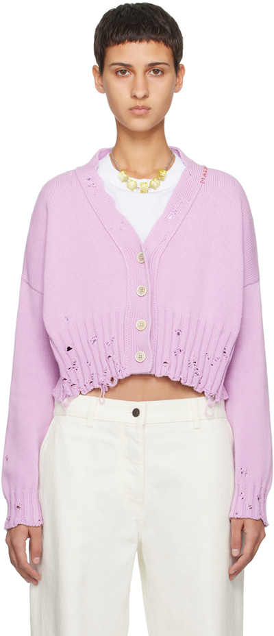 Marni Purple Disheveled Cardigan In Light Orchid