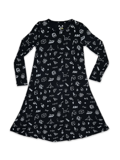 Bellabu Bear Babies' Little Girl's & Girl's Back To School Long-sleeve Nightgown In Charcoal