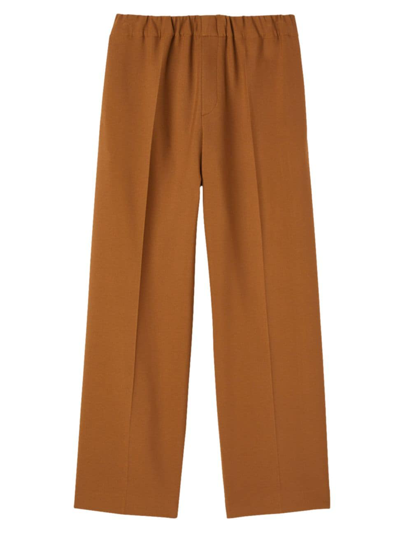 Sandro Mens Bruns Elasticated-waist Wide-leg Stretch-woven Trousers In Karamell