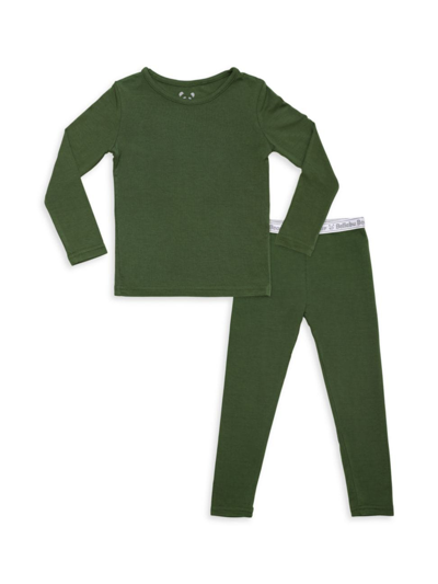 Bellabu Bear Little Kid's & Kid's Evergreenlong-sleeve Shirt & Pants Pajama Set In Dark Green