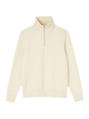 Sandro Mens Naturels Zip-neck Regular-fit Stretch-wool Jumper In Natural