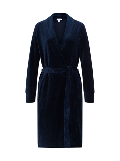 Hanro Favourites Dressing Gown In Deep Navy