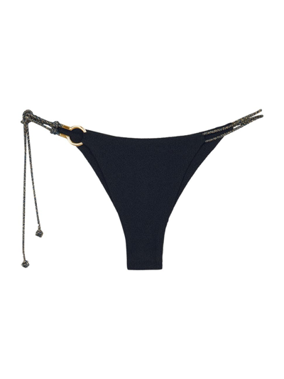 Vix By Paula Hermanny Women's Diane Textured String Bikini Bottom In Blue Ocean