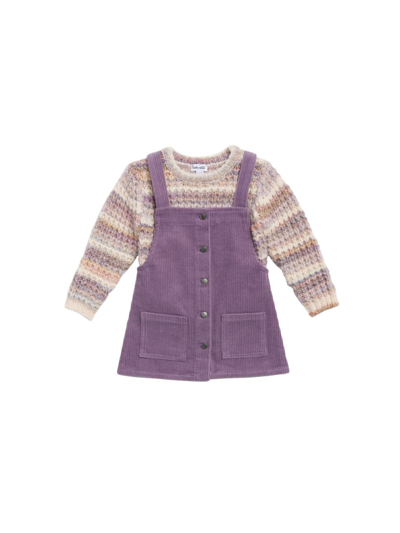 Splendid Baby Girl's & Little Girl's Rae Sweater & Corduroy Dress Set In Lilac/multi