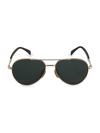 David Beckham Men's 59mm Aviator Sunglasses In Gold Black Green