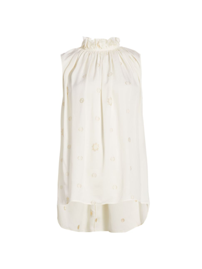 Stella Mccartney Women's Pleated Sleeveless Metallic Top In Natural