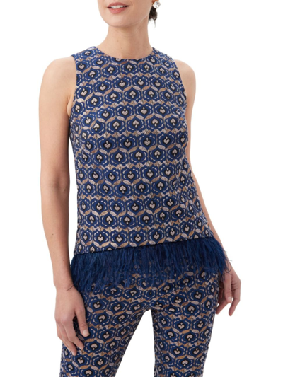 Trina Turk Women's Ena Jacquard Fringe Top In Nihan Blue Multi