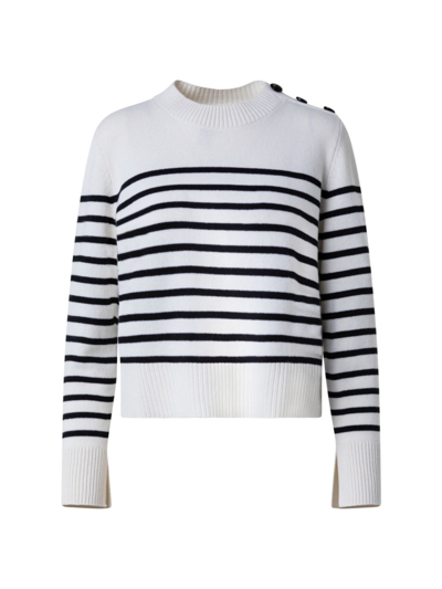 Akris Punto Women's Striped Wool-blend Long-sleeve Sweater In Cream Black