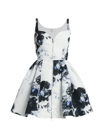 ALEXANDER MCQUEEN WOMEN'S CHIAROSCURO FLORAL MINIDRESS