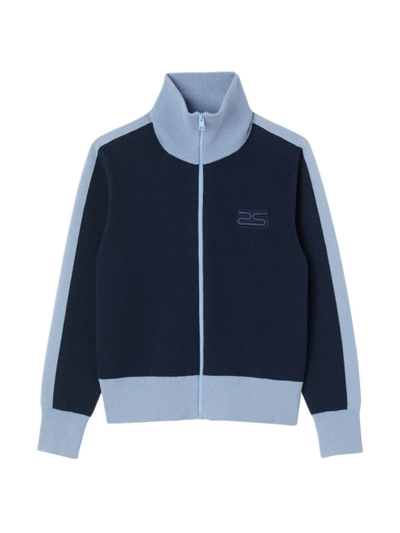 Sandro Double Jersey Knit Track Cardigan In Marine