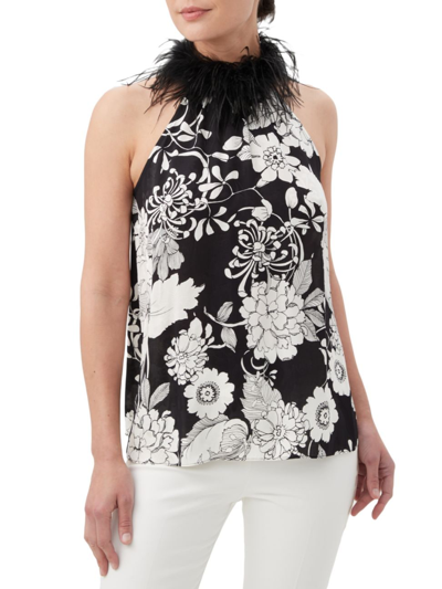Trina Turk Women's Grand Feather-embellished Top In Black White