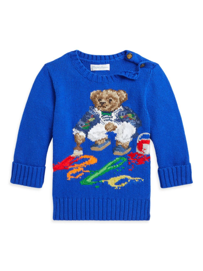 Polo Ralph Lauren Baby Polo Bear Cotton Sweater In Sapphire Star