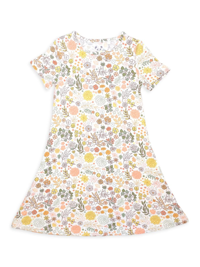 Bellabu Bear Little Girl's & Girl's Floral Short-sleeve Nightgown In Neutral