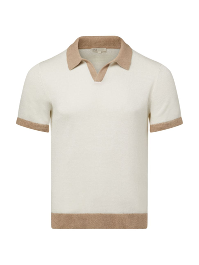 Onia Men's Linen Polo Shirt In White Tan