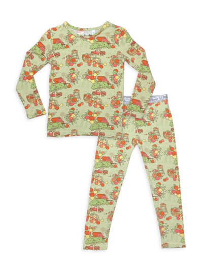 Bellabu Bear Babies' Little Boy's & Boy's Apple Orchard Pajamas Set In Light Green