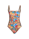 JOHNNY WAS WOMEN'S FLORAL & CHEETAH-PRINT ONE-PIECE SWIMSUIT