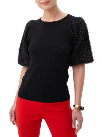 Trina Turk Women's Barbier Puff-sleeve Wool Sweater In Black