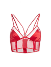 Dolce & Gabbana Women's Logo Hardware Tulle Bra Top In Rosso Lampone