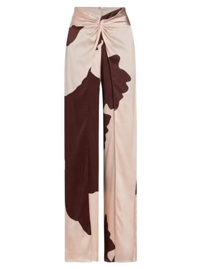 Silvia Tcherassi Canturipe Ruched-detailing Palazzo Trousers In Cacao Floral Breeze