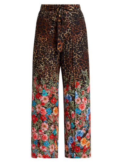 Johnny Was Women's Cheetah & Floral-print Wrap Pants In Neutral