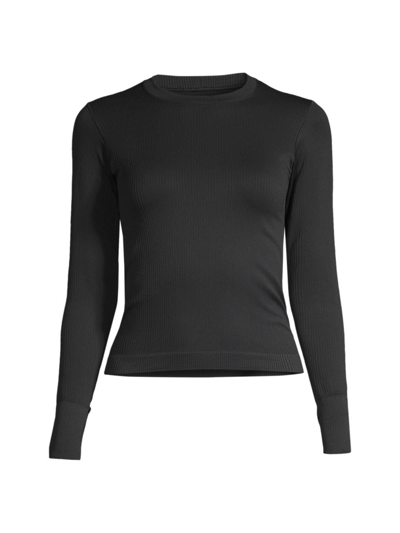 Cordova Women's Baselayer Compression Rib-knit Ski Top In Onyx