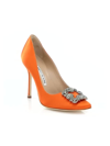 Manolo Blahnik Women's Hangisi 105mm Embellished Satin Pumps In Orange