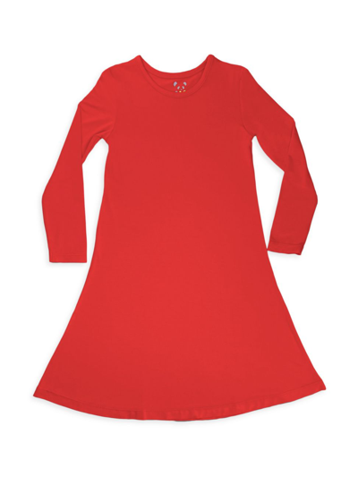 Bellabu Bear Kids' Little Girl's & Girl's Winterberry Red Long-sleeve Dress In Medium Red