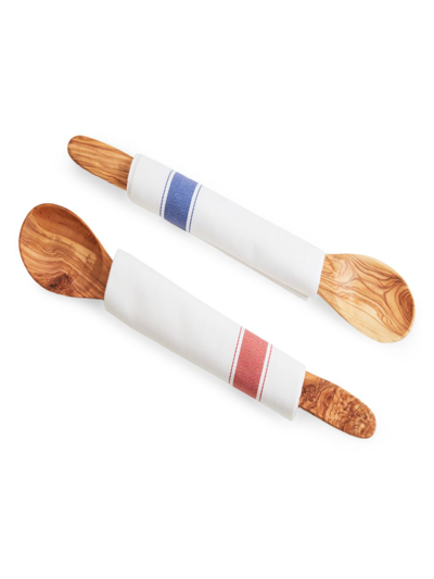 Verve Culture Italian Olivewood Polenta Spoon With Kitchen Towel In Size F