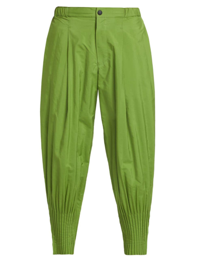 Issey Miyake Men's Cascade Pleated Pants In Green