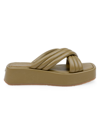 Dee Ocleppo Sicily Crisscross Leather Flatform Sandals In Moss