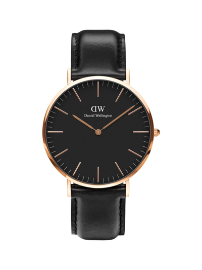 DANIEL WELLINGTON MEN'S CLASSIC SHEFFIELD LEATHER STRAP WATCH/40MM