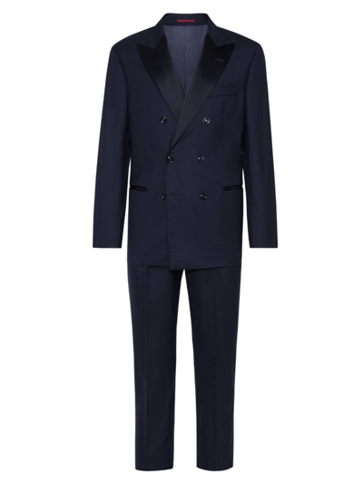 Brunello Cucinelli Men's Lightweight Virgin Wool And Silk Twill Tuxedo In Navy Blue