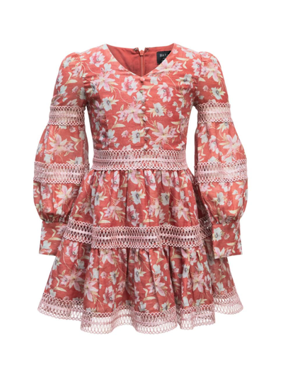 Bardot Junior Kids' Carminia Floral Long Sleeve Party Dress In Red Floral