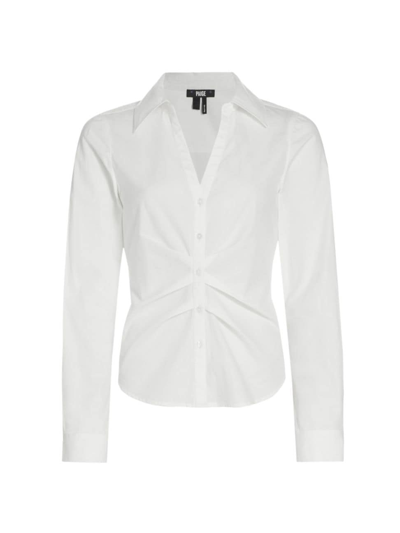Paige Alera Gathered Button-front Shirt In White