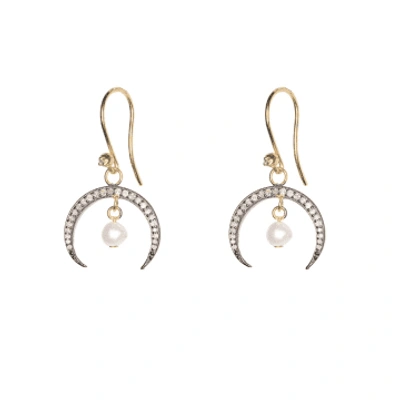 Kirstie Le Marque Diamond Horn & Pearl Drop Earrings In Gold