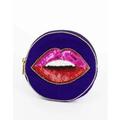 My Doris Lips Round Purse In Blue