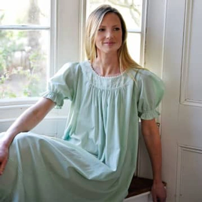 Powell Craft Ladies Green Cotton Puff Sleeve Nightdress 'juliet'