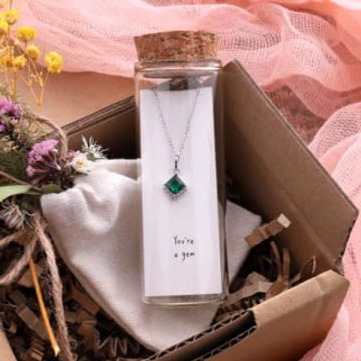 Attic You're A Gem Large Crystal Necklace-silver In Metallic