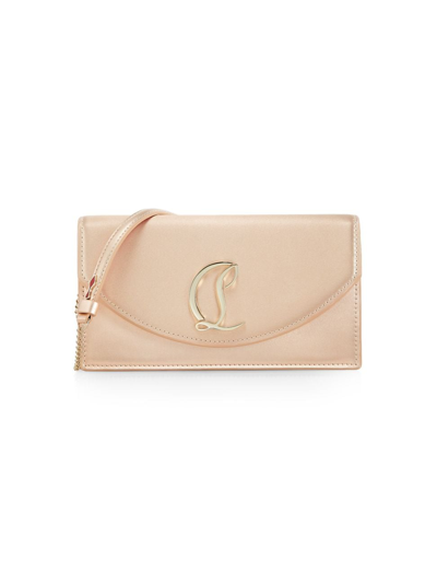 Christian Louboutin Loubi54 Satin Clutch Bag In Leche