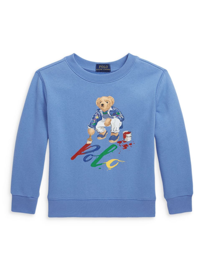 Polo Ralph Lauren Kids' Little Boy's & Boy's Polo Bear Crewneck Sweatshirt In Summer Blue Color Shop Bear
