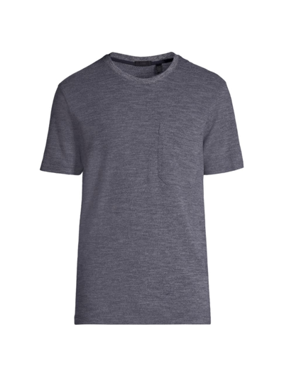 Atm Anthony Thomas Melillo Cotton Mouliné Piqué Pocket T-shirt In Navy Mouline